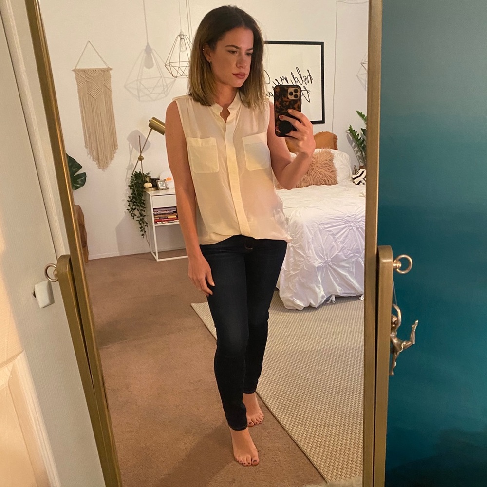 Banana Republic Sheer Cream Sleeveless Blouse